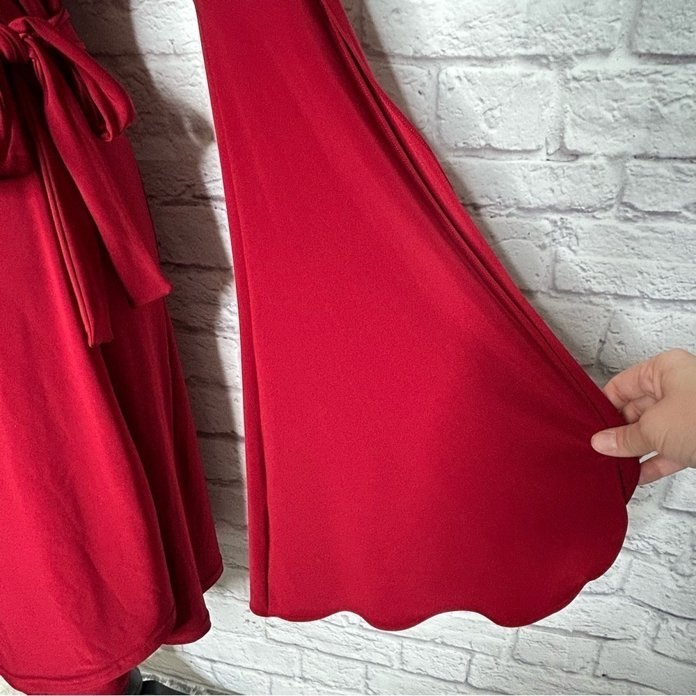 Abi Ferrin Red Bell Sleeve Wrap Dress - Picture 7 of 13